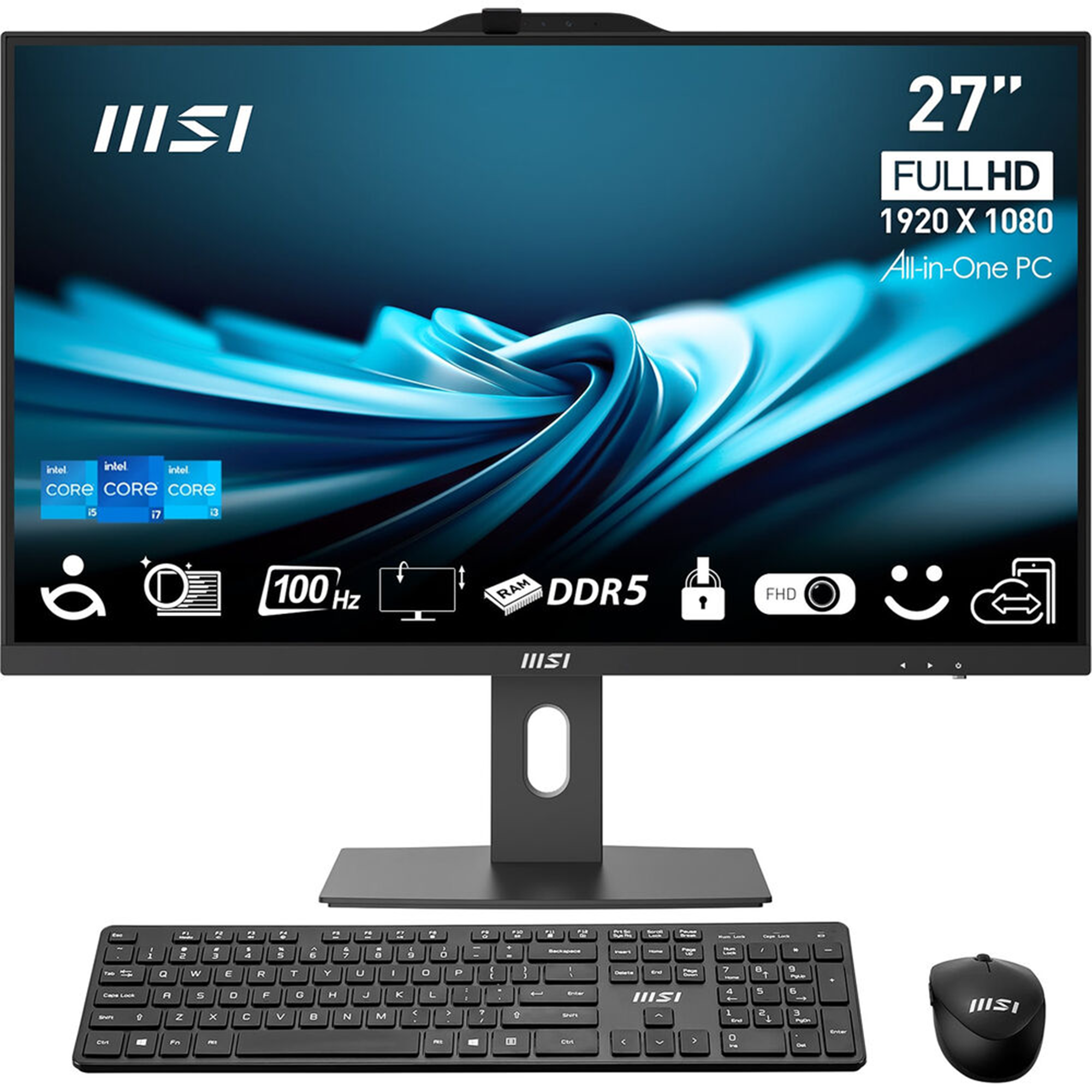 MSI PRO AP272P 14M-600US 27" Full HD 100Hz All-In-One Desktop Computer -  Intel Core i7-14700 2.1GHz - 32GB RAM - 1TB SSD - Windows 11 Pro - Black