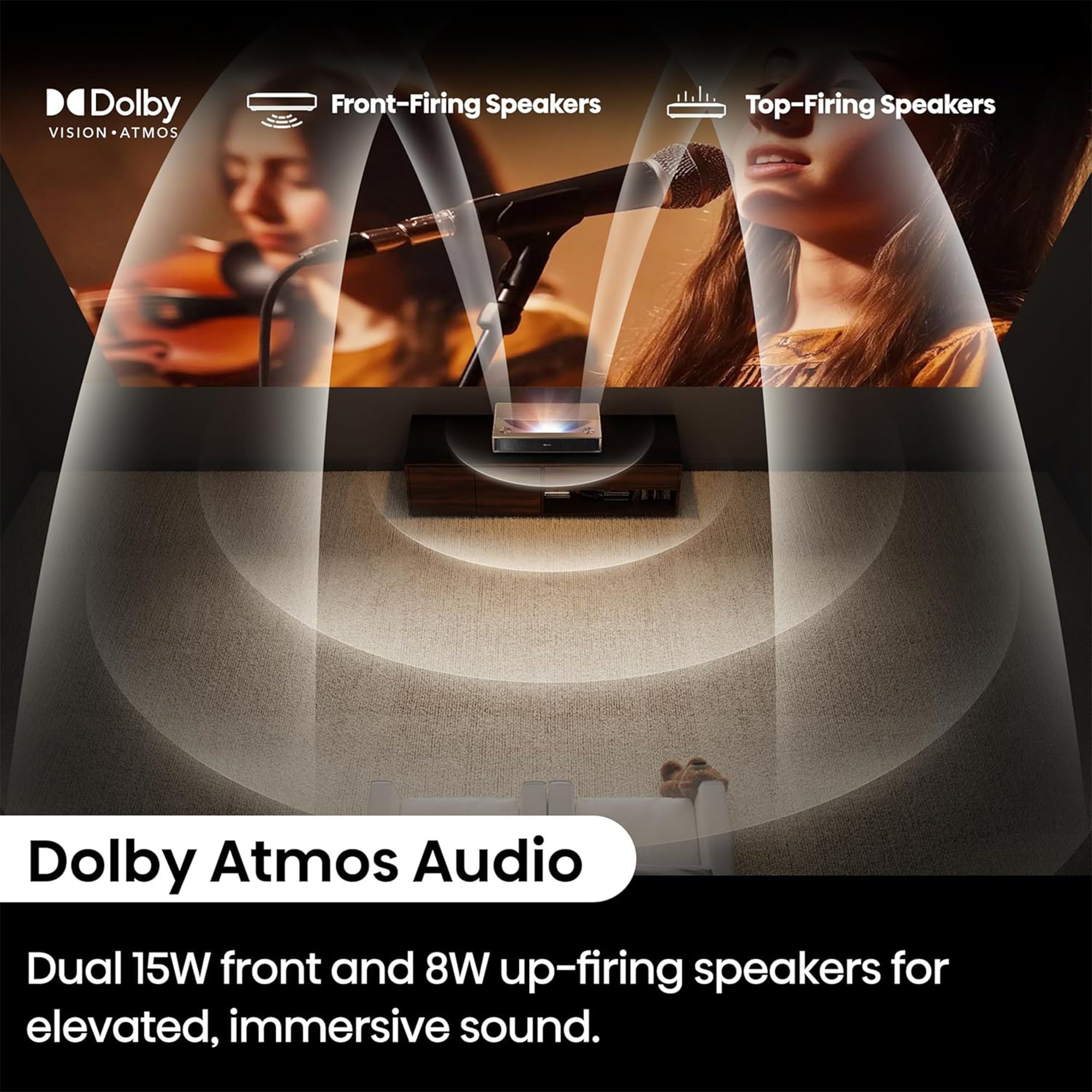 Hisense PT1 2500-Lumen UHD 4K Ultra-Short Throw Triple-Laser DLP Smart Projector