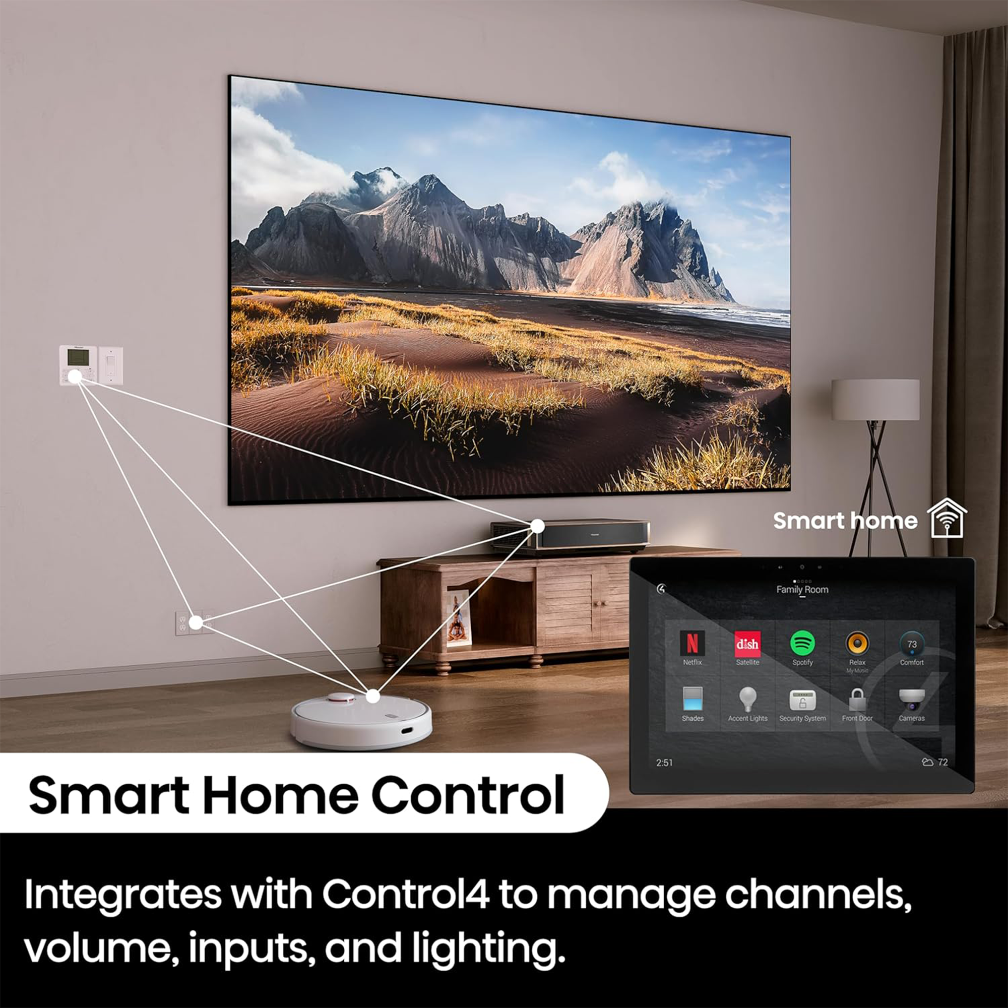 Hisense PT1 2500-Lumen UHD 4K Ultra-Short Throw Triple-Laser DLP Smart Projector