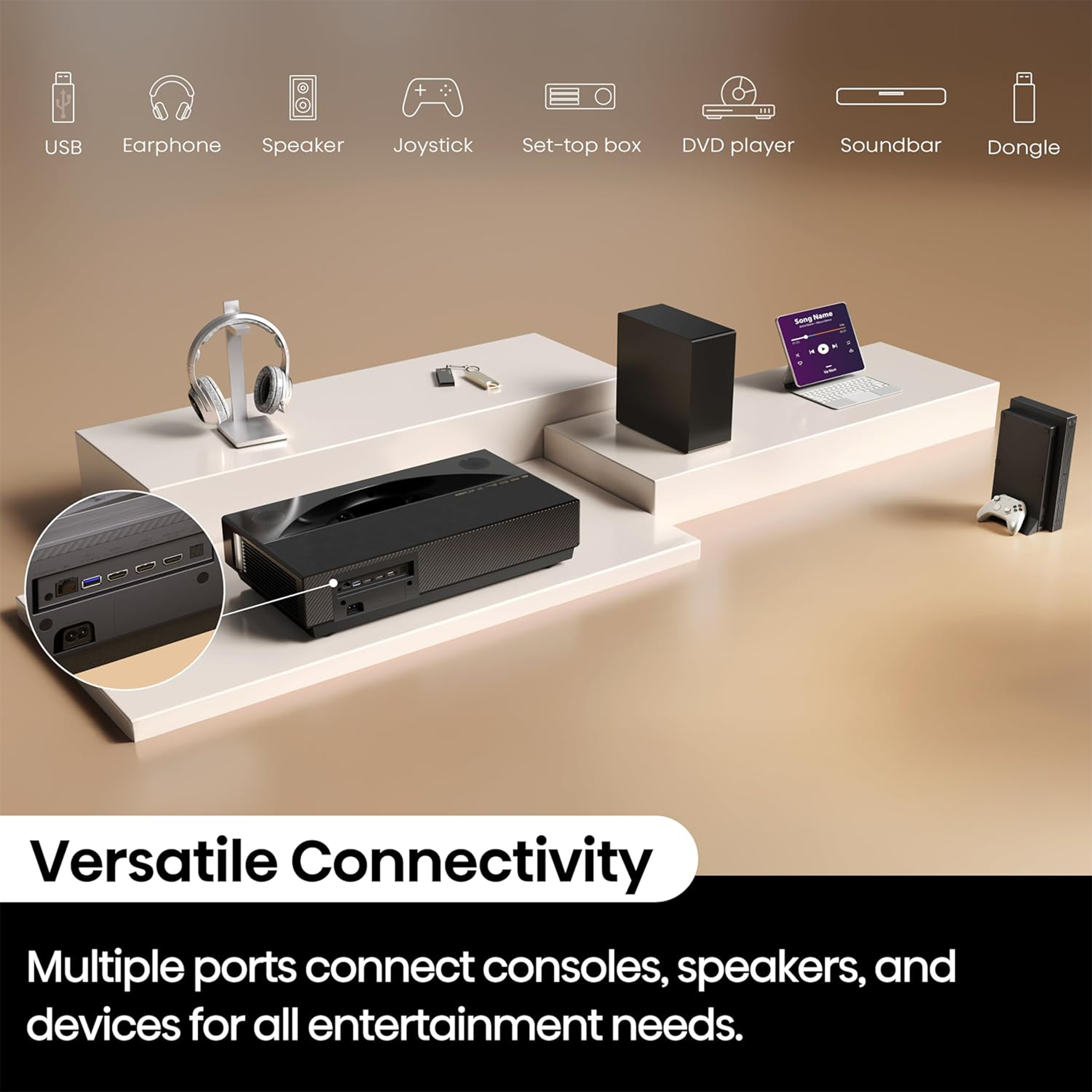 Hisense PT1 2500-Lumen UHD 4K Ultra-Short Throw Triple-Laser DLP Smart Projector