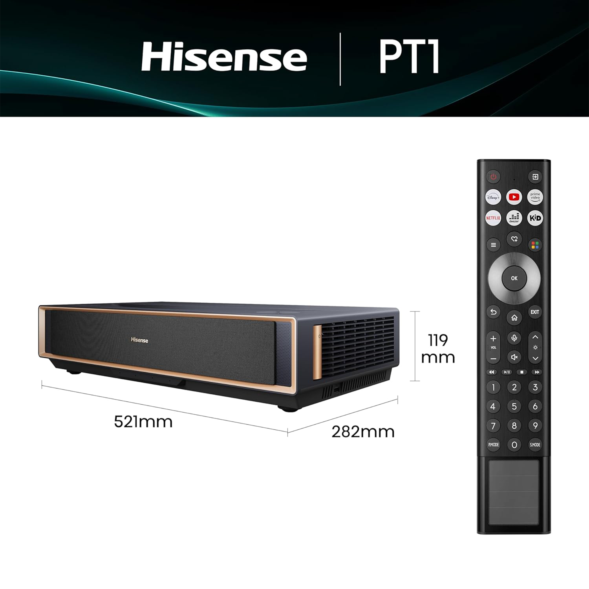 Hisense PT1 2500-Lumen UHD 4K Ultra-Short Throw Triple-Laser DLP Smart Projector