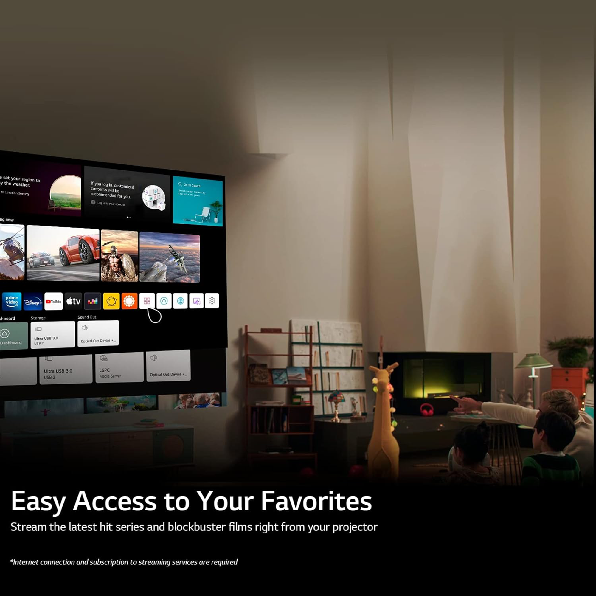 LG CineBeam PU700R 1000-Lumen Smart Projector with Magic Remote