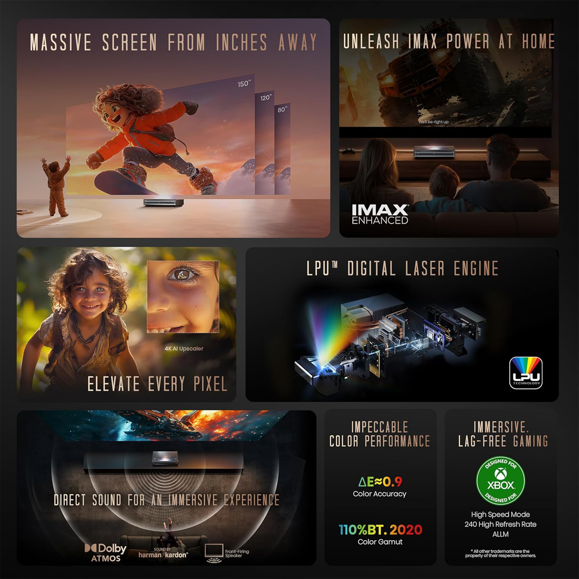 Hisense PX3-PRO 3000-Lumen 4K Ultra Short-Throw TriChroma Laser DLP Smart Projector