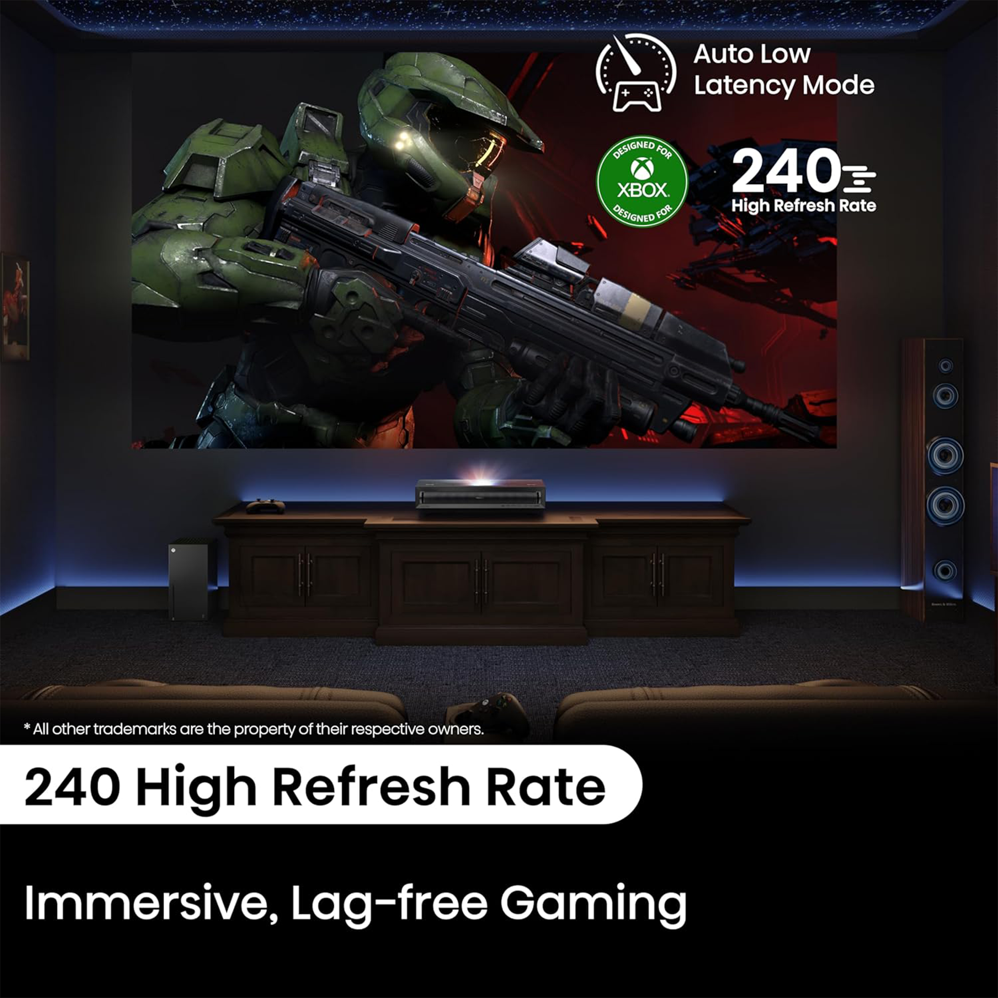Hisense PX3-PRO 3000-Lumen 4K Ultra Short-Throw TriChroma Laser DLP Smart Projector