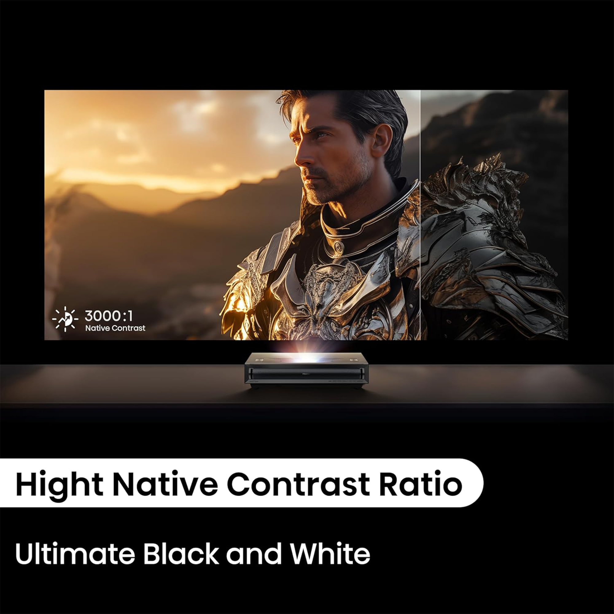 Hisense PX3-PRO 3000-Lumen 4K Ultra Short-Throw TriChroma Laser DLP Smart Projector