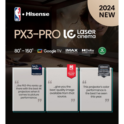 Hisense PX3-PRO 3000-Lumen 4K Ultra Short-Throw TriChroma Laser DLP Smart Projector