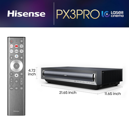 Hisense PX3-PRO 3000-Lumen 4K Ultra Short-Throw TriChroma Laser DLP Smart Projector