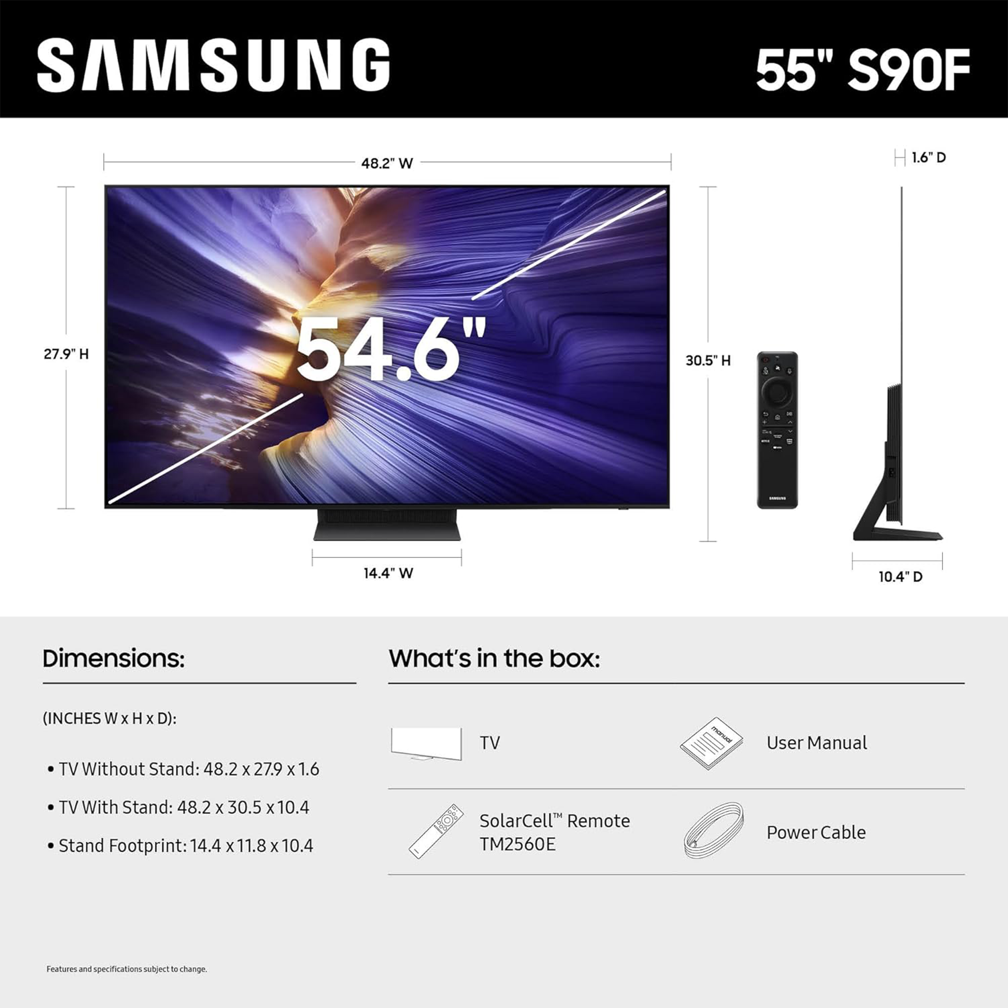 Samsung S90F 55" 4K HDR Vision AI Smart OLED TV - QN55S90FAFXZA