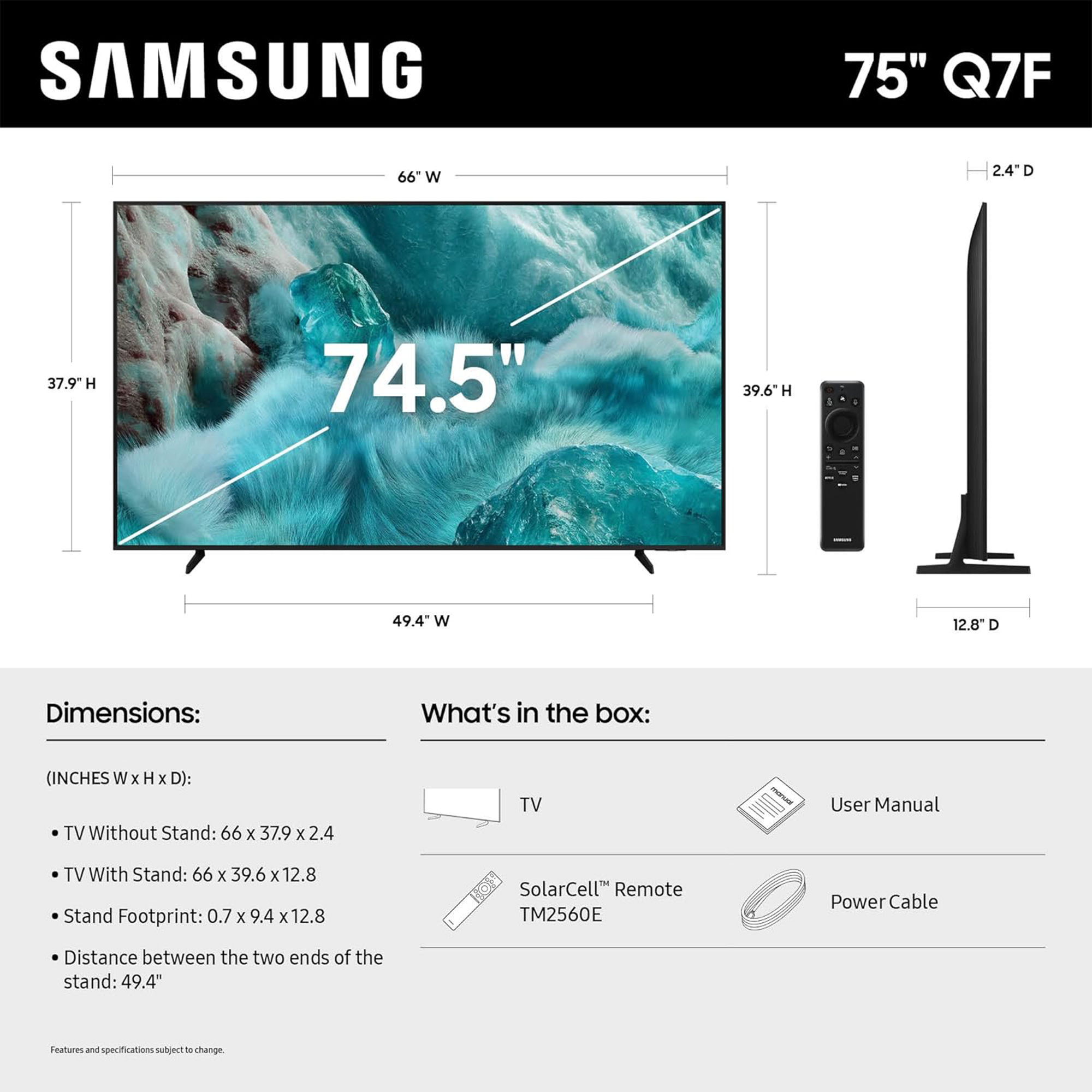 Samsung 75" QLED Q7F 4K Samsung Vision AI Smart TV (2025)