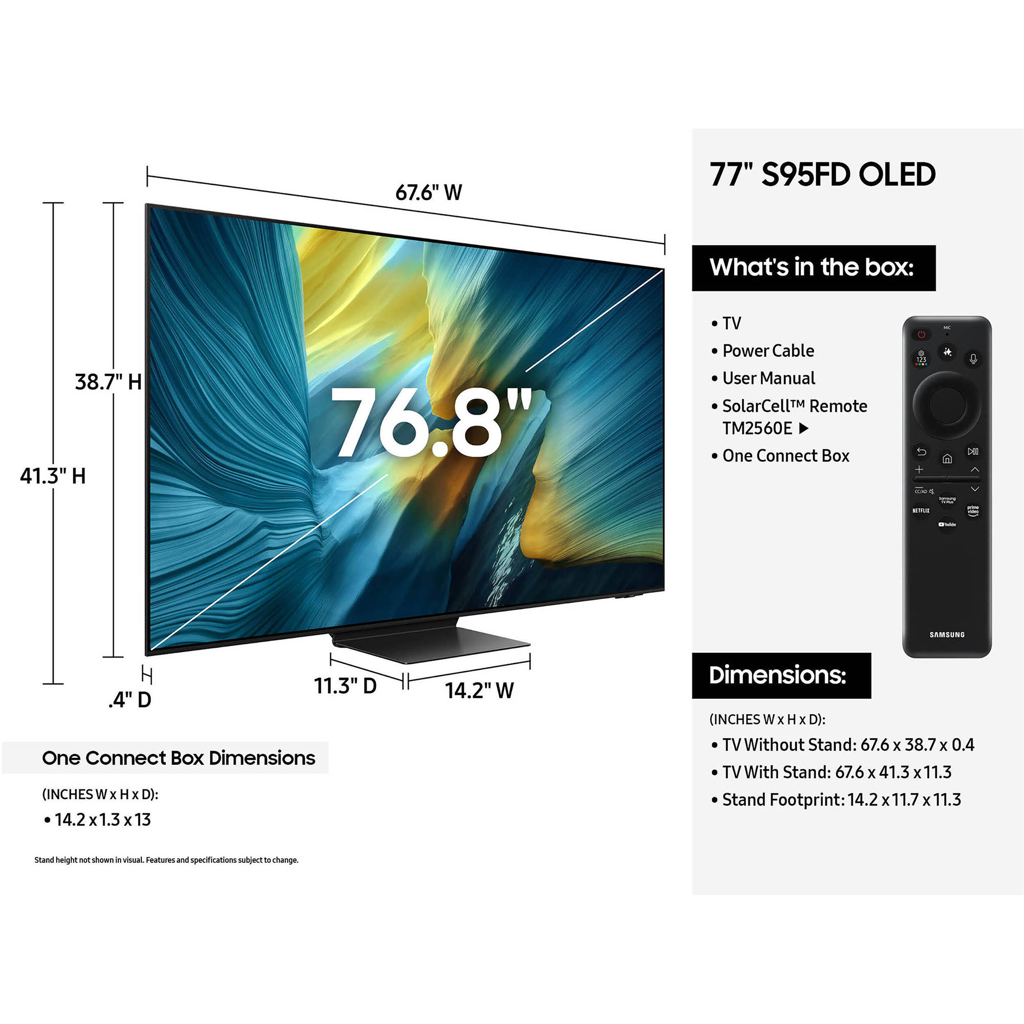Samsung OLED S95F 77-Inch 4K Vision AI Smart TV - QN77S95FAFXZA