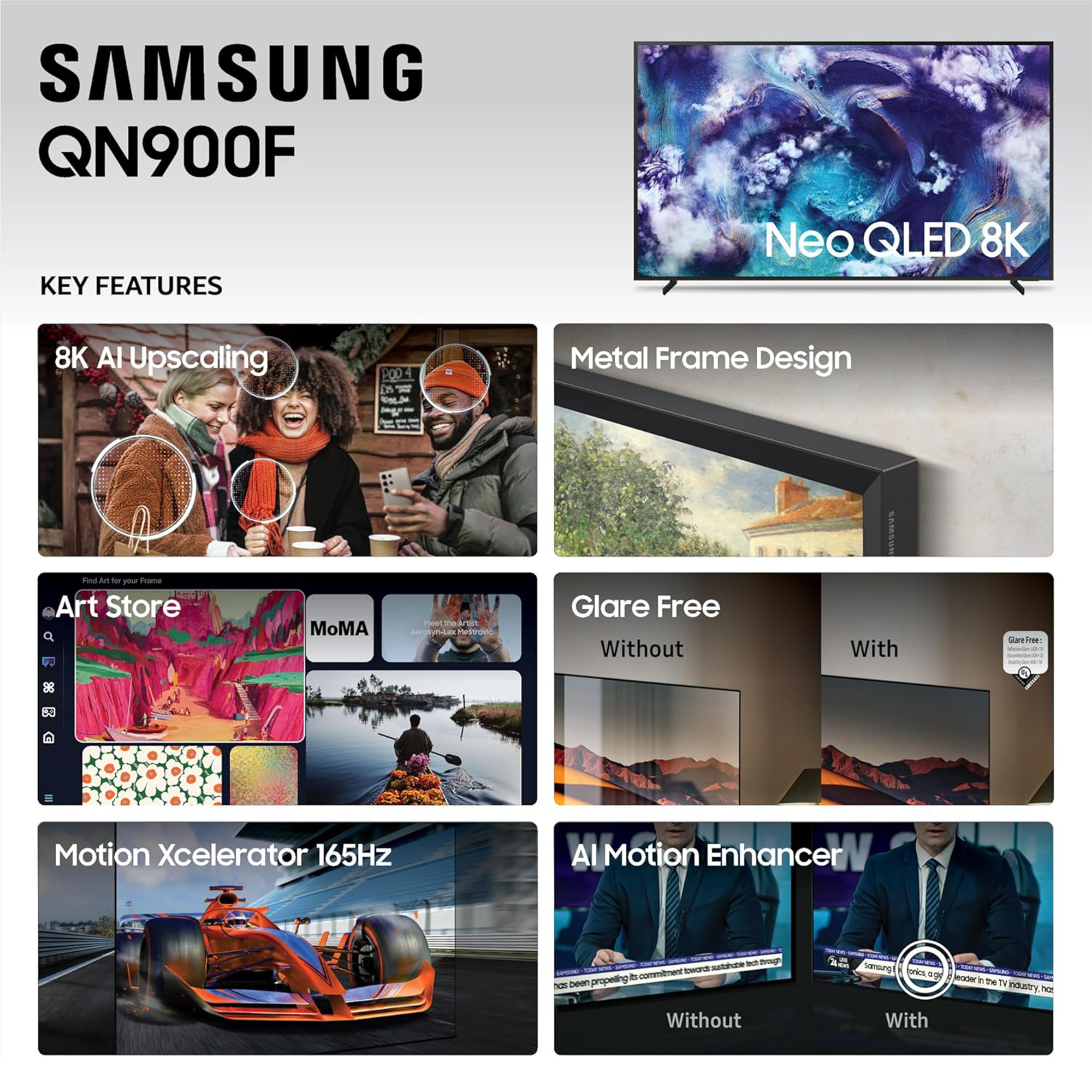 Samsung QN900F Series 85" Neo QLED 8K Mini LED SamsungVision AI Smart Tizen TV (2025)