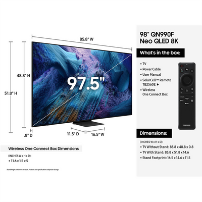 Samsung QN990F 98" 8K HDR Smart Neo QLED Mini-LED TV - QN98QN990FFXZA