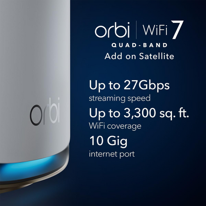 Netgear Orbi 970 BE27000 Wireless Quad-Band Mesh Wi-Fi Satellite (White)
