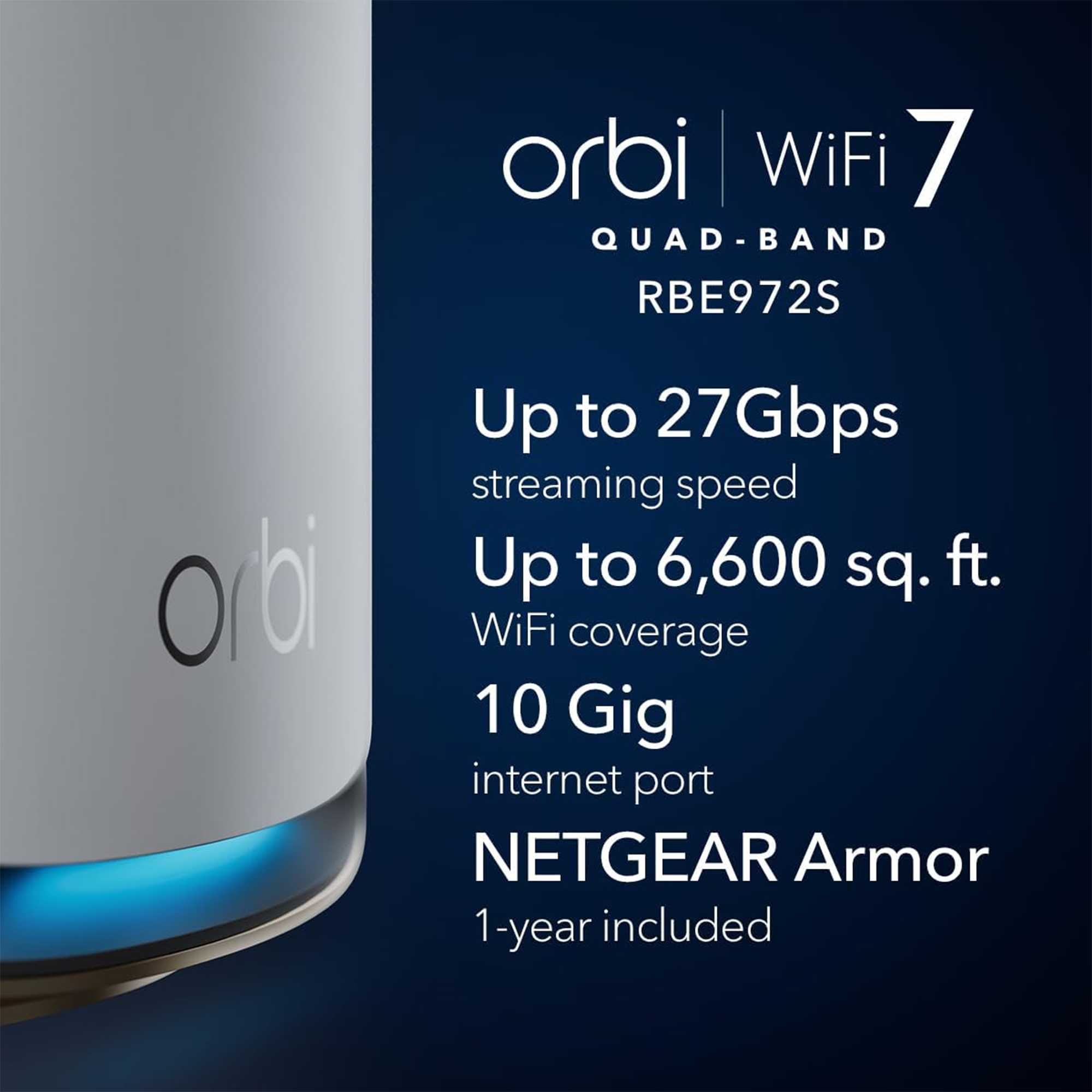 Netgear Orbi 970 BE27000 Wireless Quad-Band 2-Piece Mesh Wi-Fi System (White)