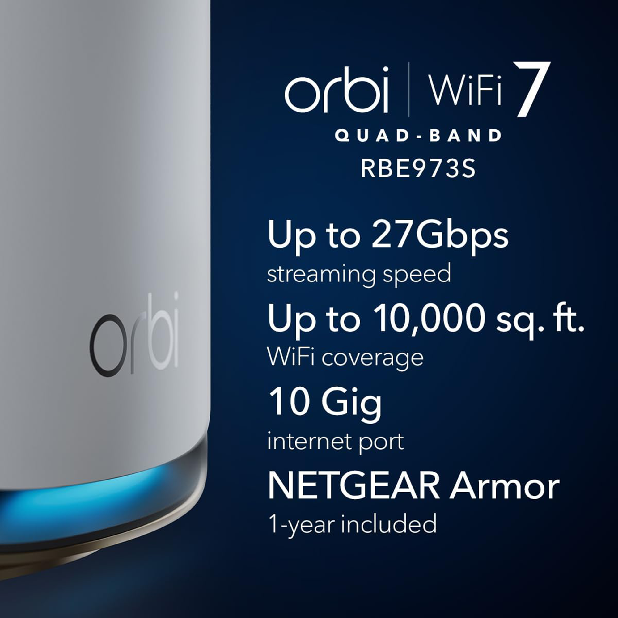 Netgear Orbi 970 BE27000 Wireless Quad-Band 3-Piece Mesh Wi-Fi System (White)