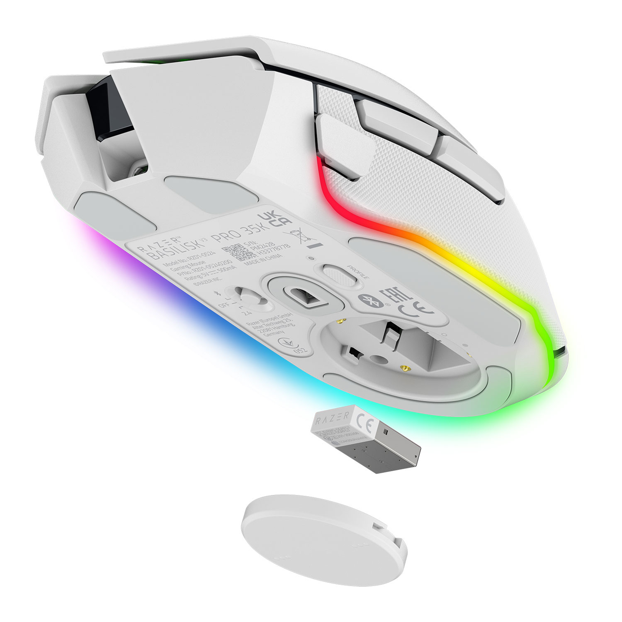 Razer Basilisk V3 Pro 35K Optical RGB Wired / Wireless Gaming Mouse (White)