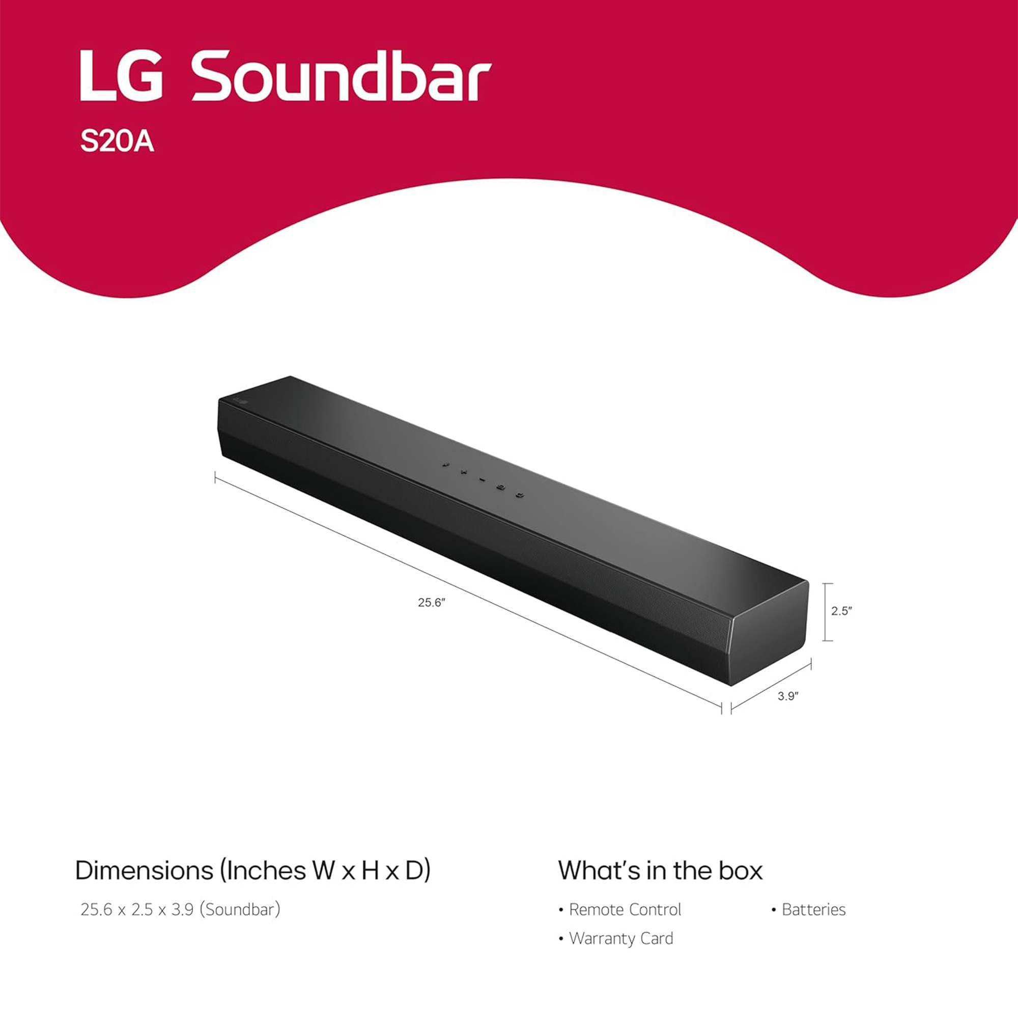LG S20A 2-Channel Bluetooth All-in-One Soundbar (Black)