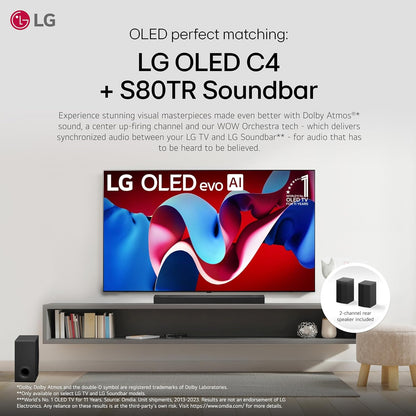 LG 5.1.3-Channel 580W Dolby Atmos Soundbar System with Wireless Rear Speakers and WOW Orchestra - S80TR