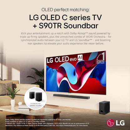LG S90TR 670W 7.1.3-Channel Dolby Atmos Soundbar System with Wireless Rear Speakers and WOW Orchestra