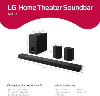 LG S95TR 9.1.5-Channel Dolby Atmos Soundbar System with Wireless Rear Speakers and WOW Orchestra