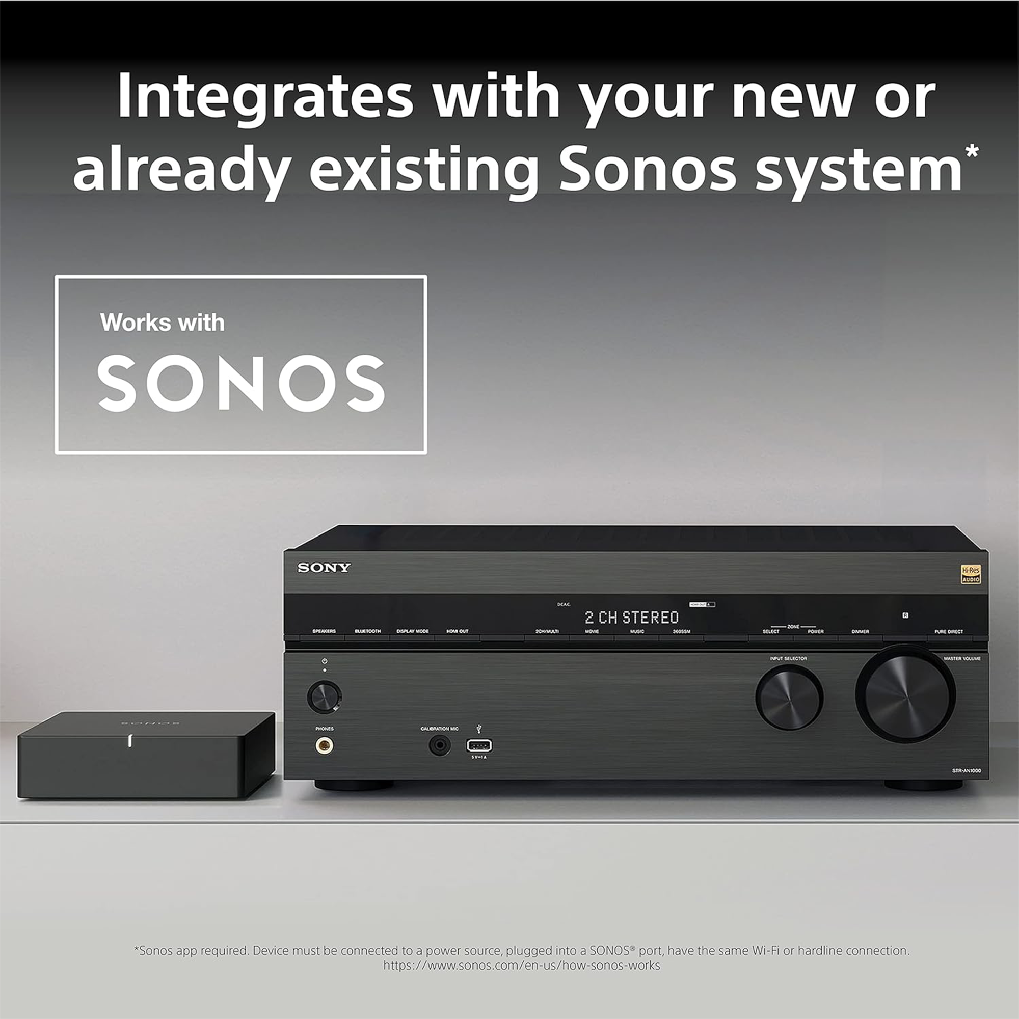 Sony STR-AN1000 7.2-channel home theater receiver with Dolby Atmos® Bluetooth® Apple AirPlay® 2 and Chromecast built-in