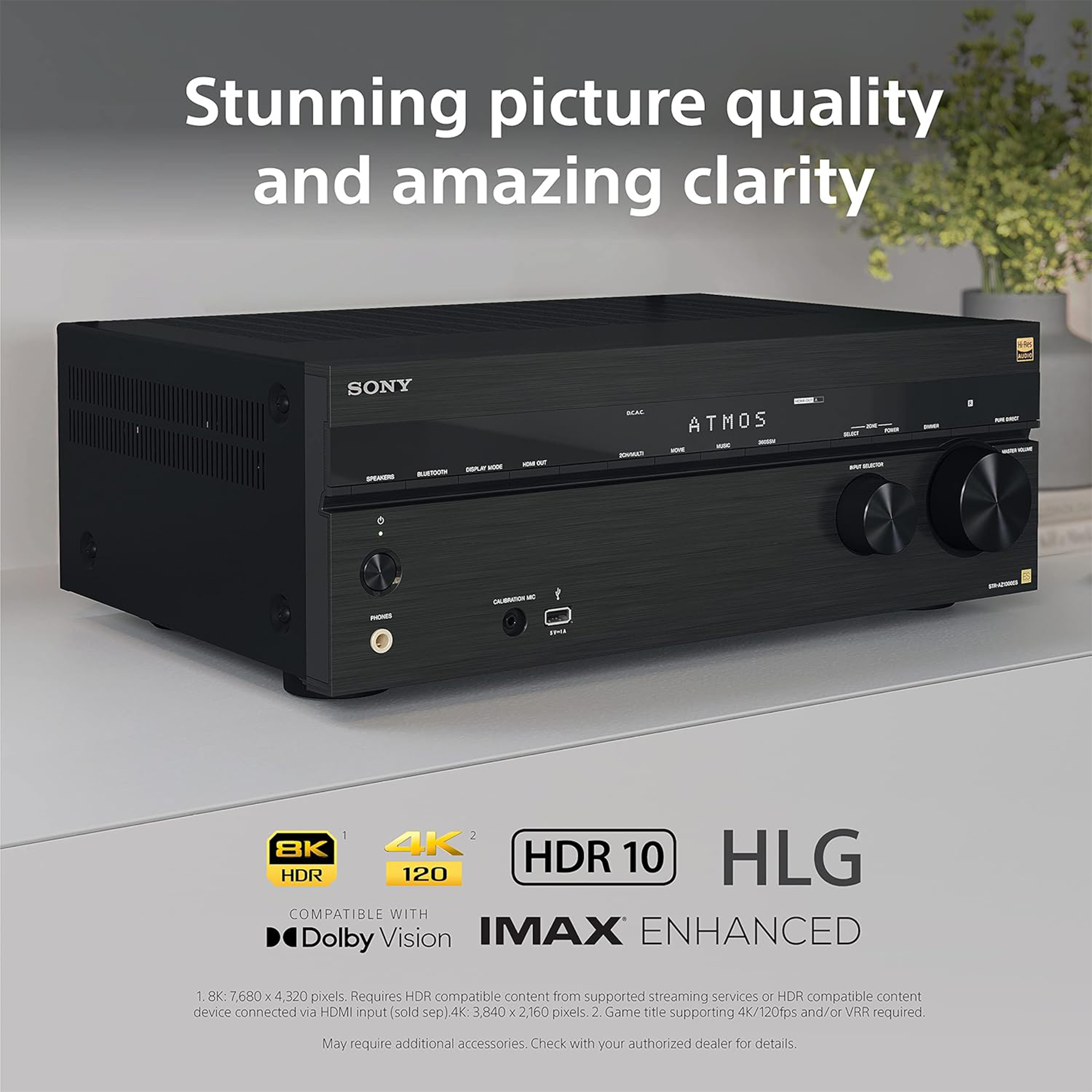 Sony STR-AN1000 7.2-channel home theater receiver with Dolby Atmos® Bluetooth® Apple AirPlay® 2 and Chromecast built-in