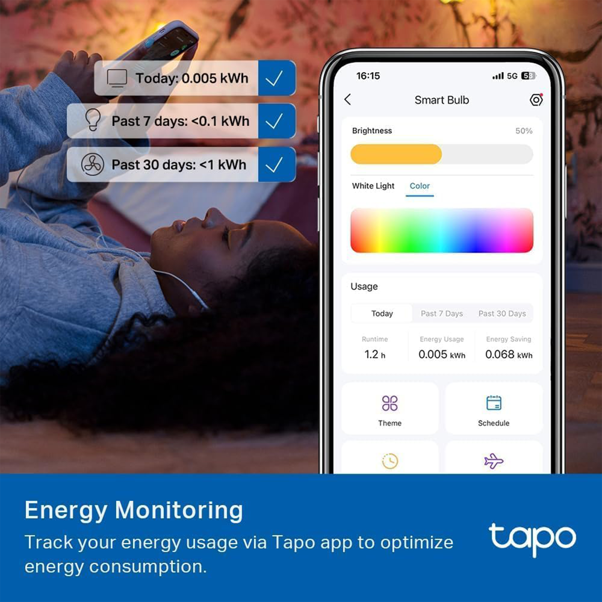 TP‑Link Tapo L535E Smart Wi‑Fi Light Bulb – A19 E26 (Matter-Certified)