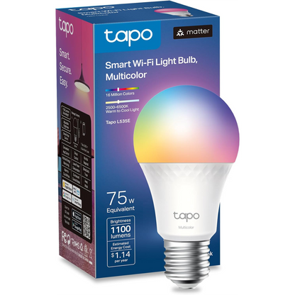 TP‑Link Tapo L535E Smart Wi‑Fi Light Bulb – A19 E26 (Matter-Certified)