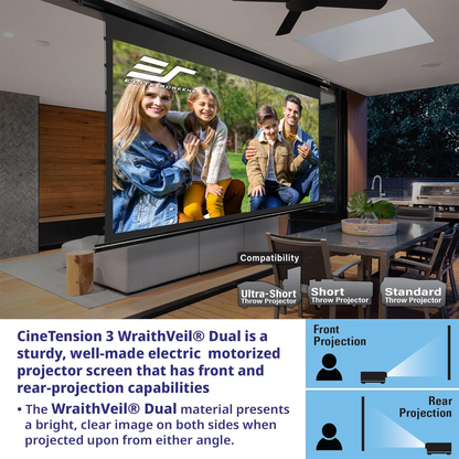 Elite Screens CineTension 3 WraithVeil TE120HR3-DUAL 120" Electric Projection Screen
