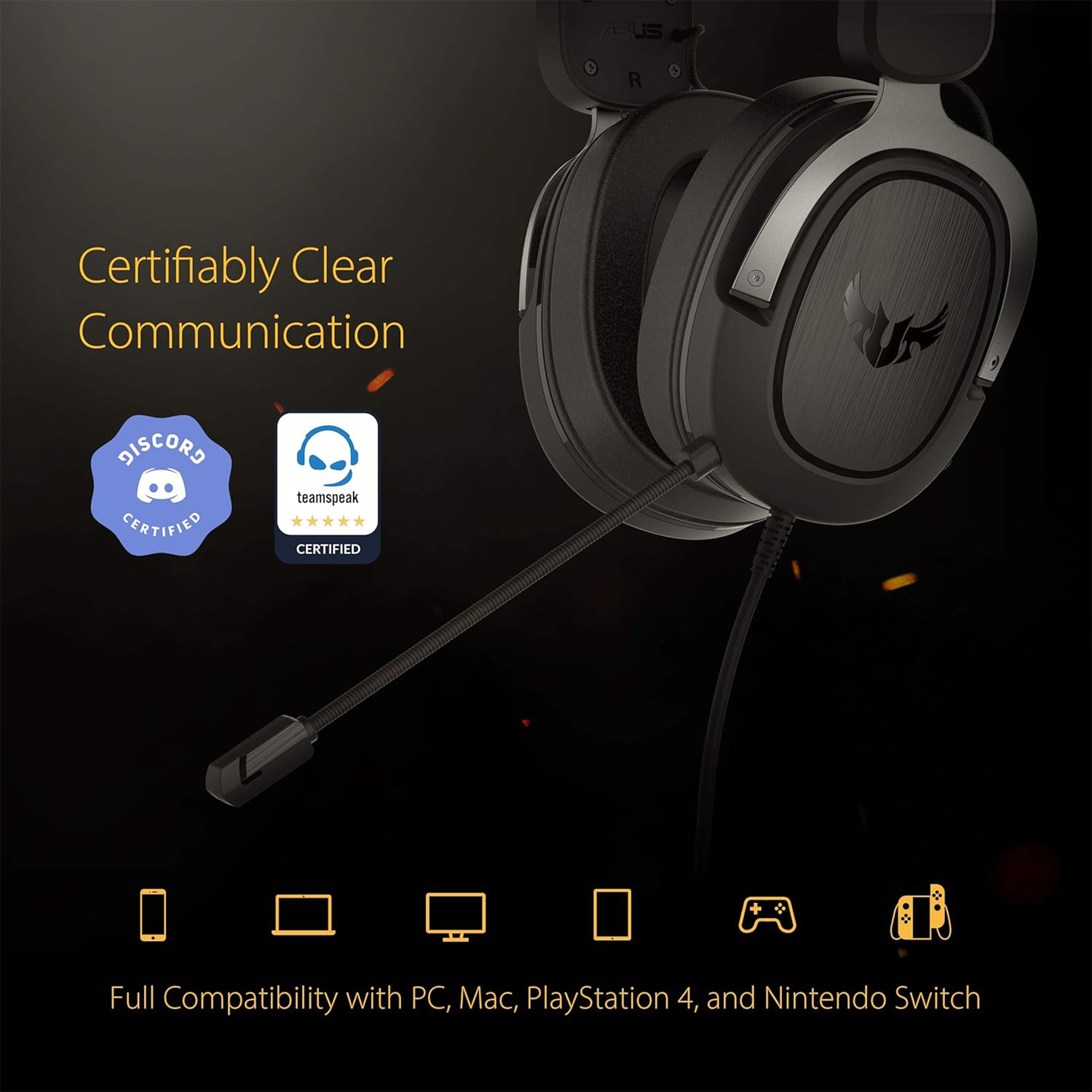 ASUS TUF H3 Wireless Gaming Headset - 7.1Ch Virtual Surround - PC/MAC/Console
