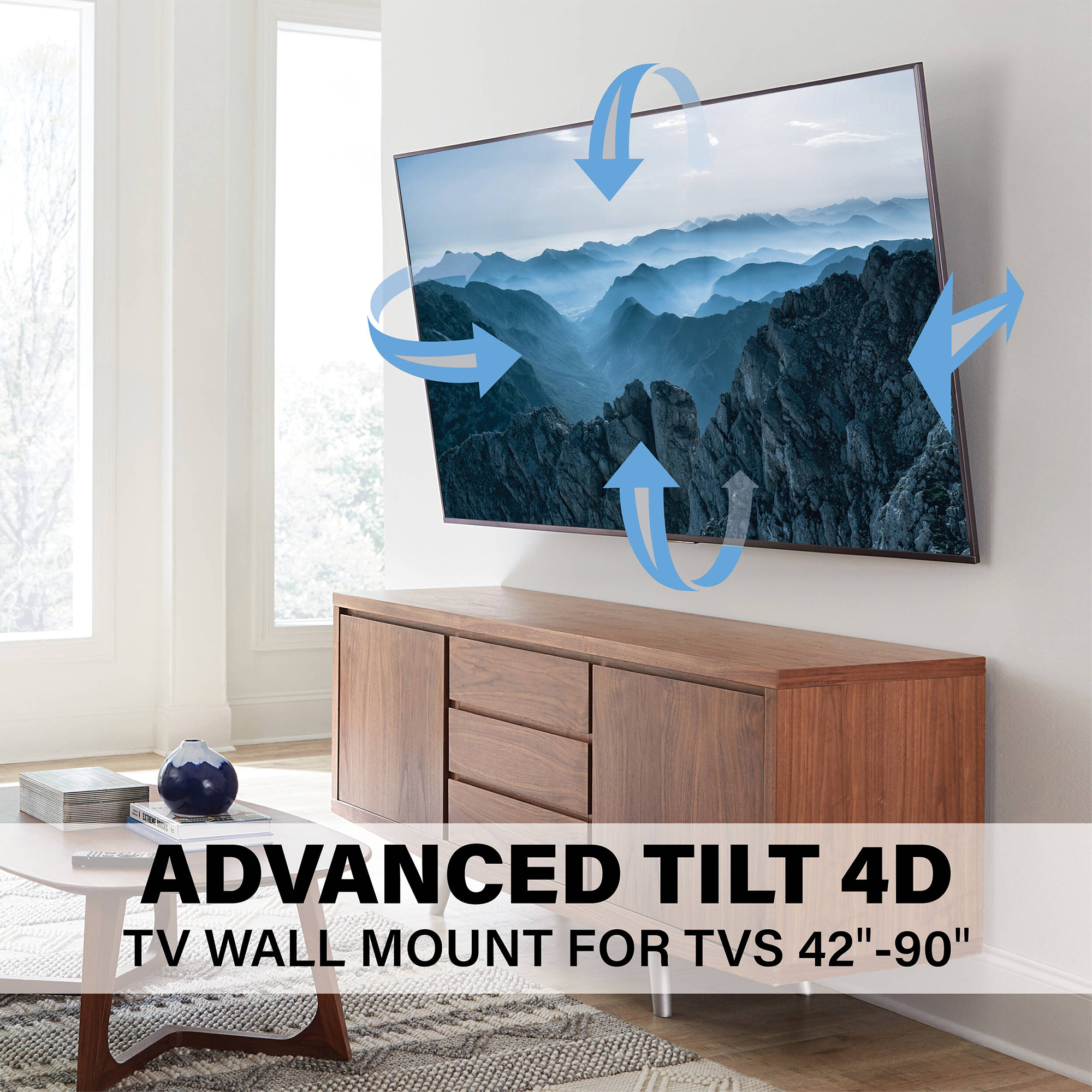 SANUS VLT7-B2 Advanced Tilt 4D Premium TV Wall Mount for 42 to 90" Displays