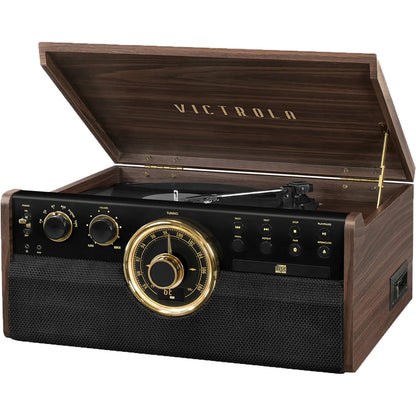 Victrola Empire 6-in-1 Wood Record Player - Manual Three-Speed Turntable Audio System (Espresso)