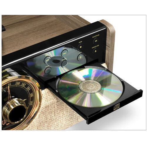 Victrola Empire 6-in-1 Wood Record Player - Manual Three-Speed Turntable Audio System (Espresso)